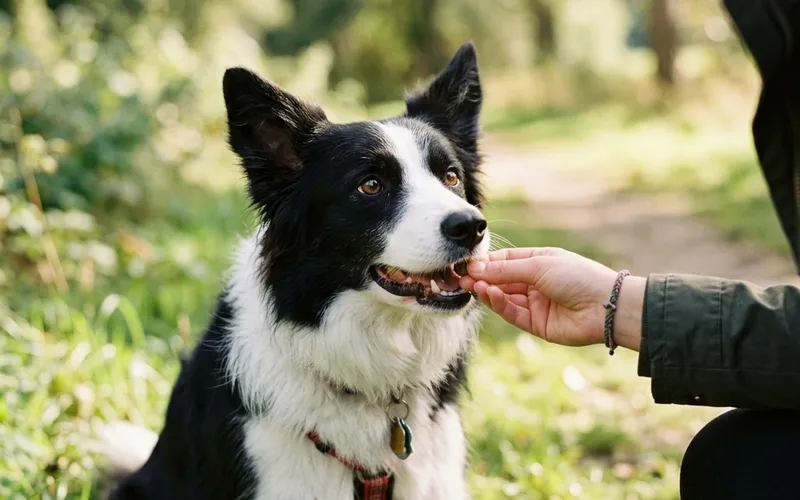 トレーニングで報酬を受け取るボーダーコリー